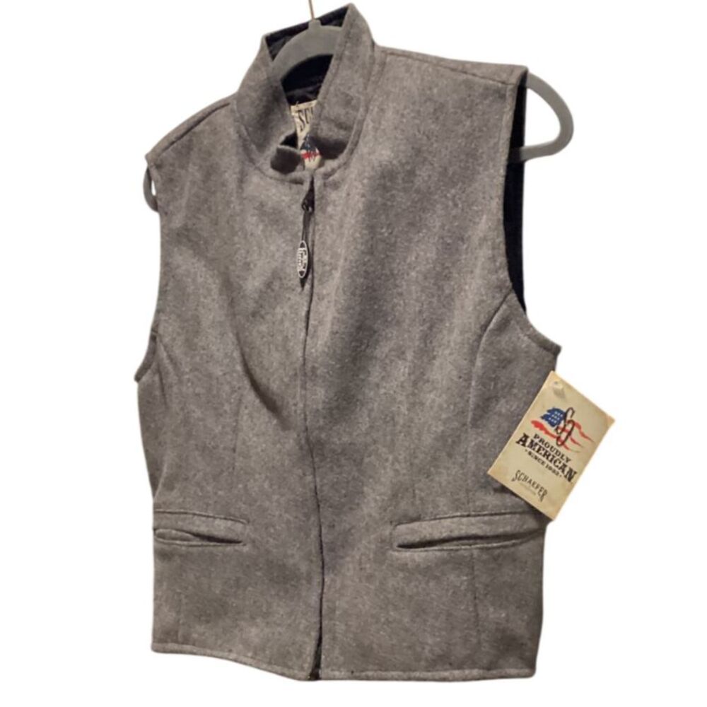NWT Schaefer American Made 100% Wool Riding Vest Grey Medium  Western/Ranch Wear